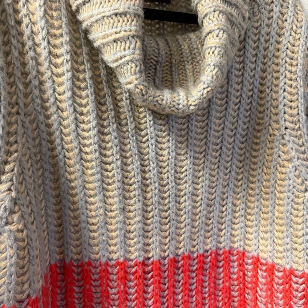 Cliché Chunky Knit Boxy Cowl Neck Sweater M Colorblock - Picture 9 of 11